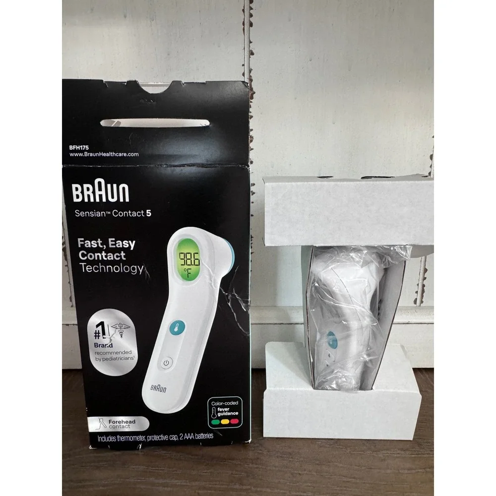 Braun Sensian Contact 5 Forehead Thermometer BFH175 White Infrared Digital New